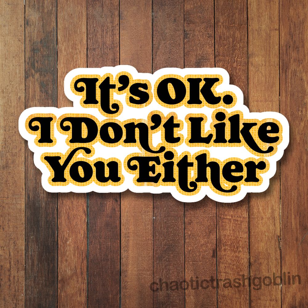 It's Okay I don't like you Either